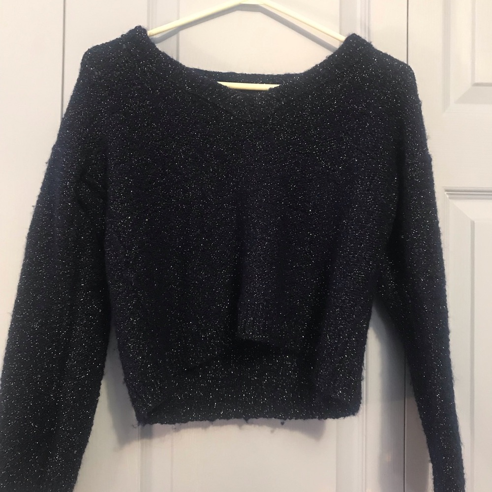 Navy Blue Shimmery Women's Sweater